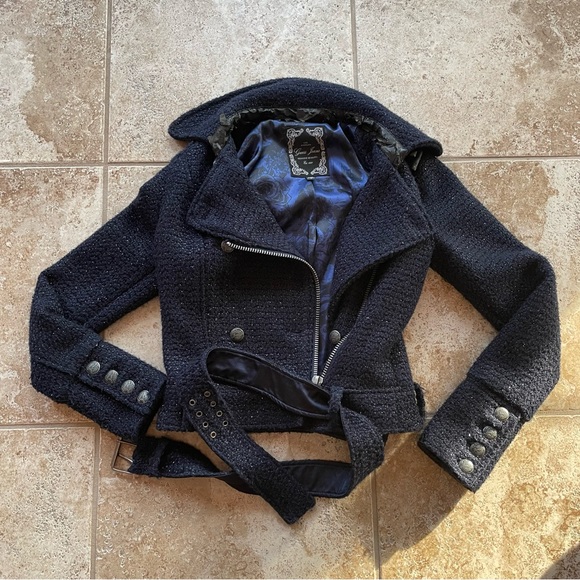 Vintage Guess Jeans Sparkly Navy Coat - Picture 1 of 6